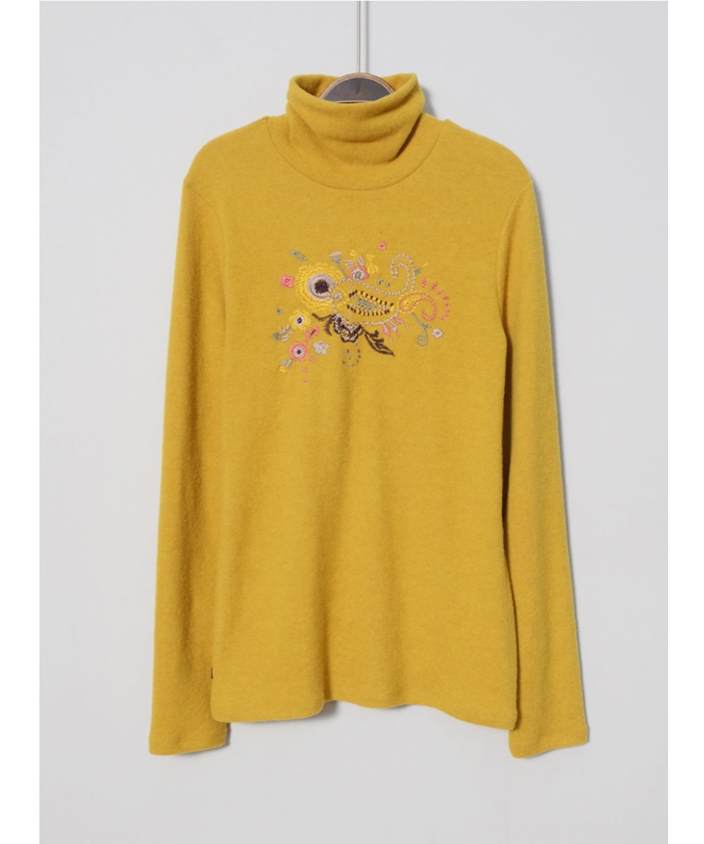 long sleeved tee mustard color image-S1L35
