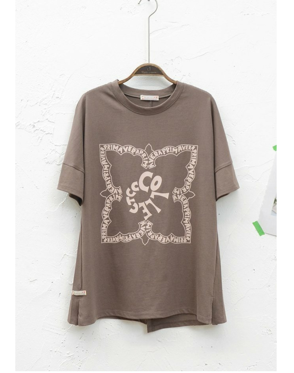 short sleeved tee oatmeal color image-S1L66