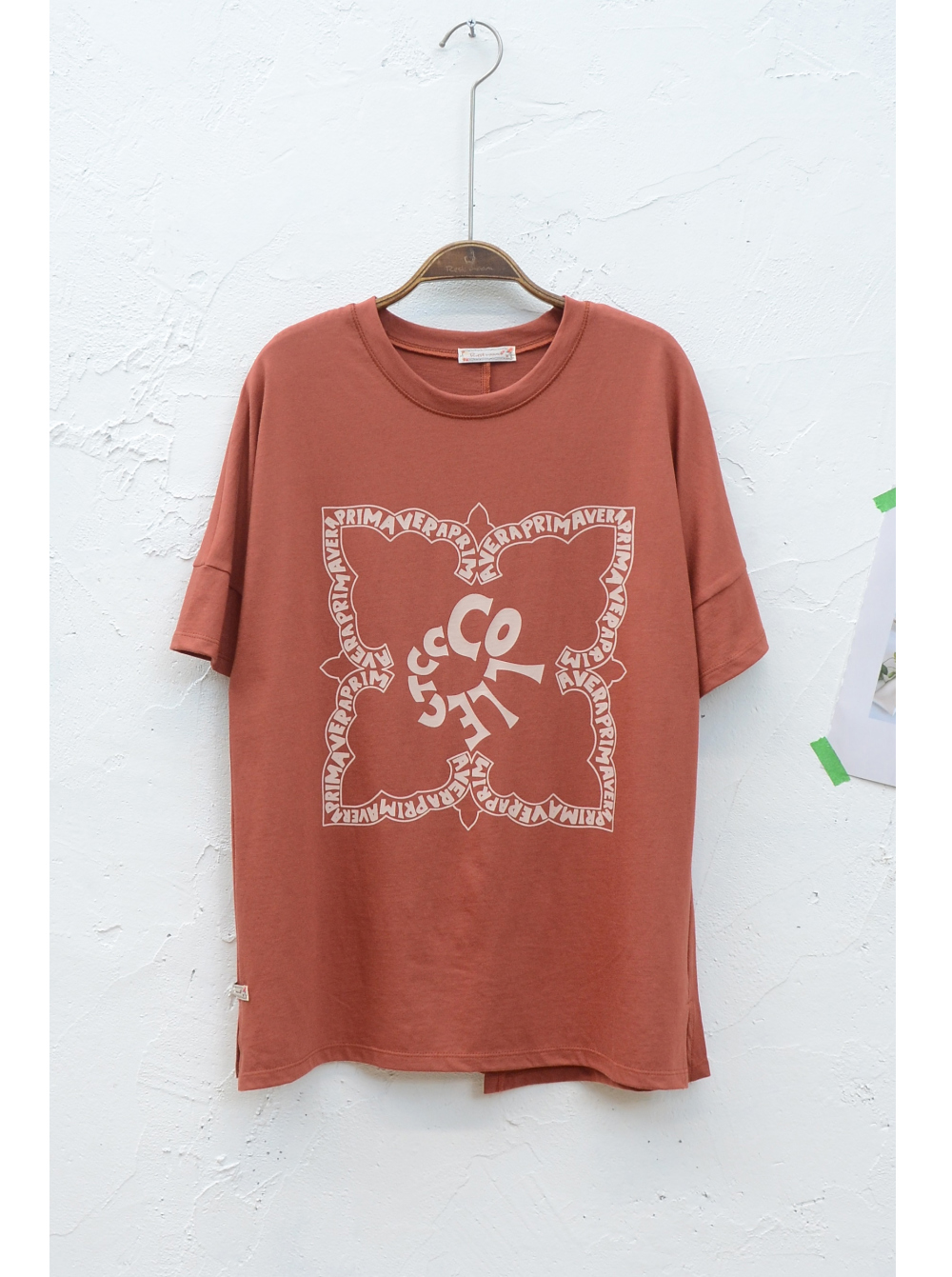 short sleeved tee coral color image-S1L41