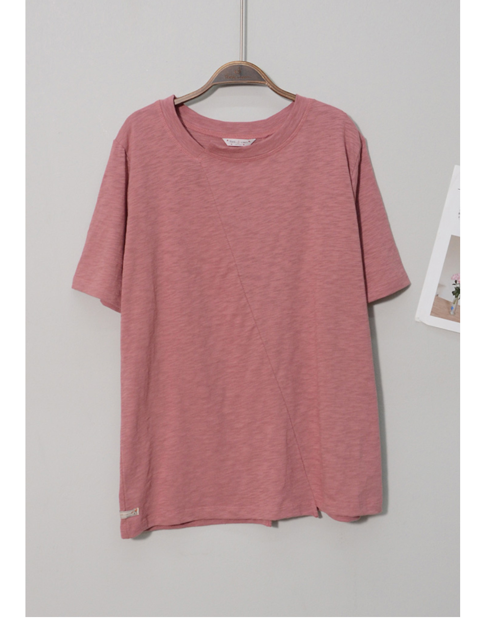 short sleeved tee coral color image-S1L43